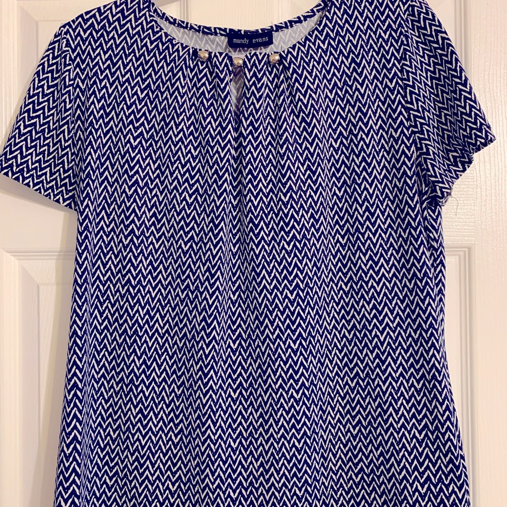 Rayon short sleeve blouse with silver hardware